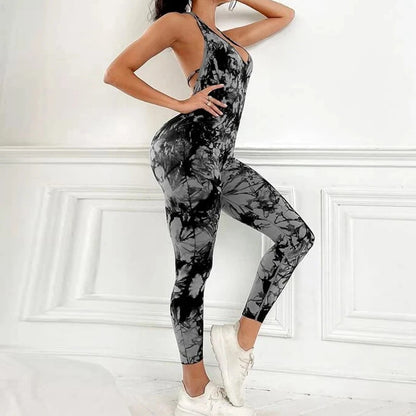 Women's Backless Yoga Bodysuit Activewear Set