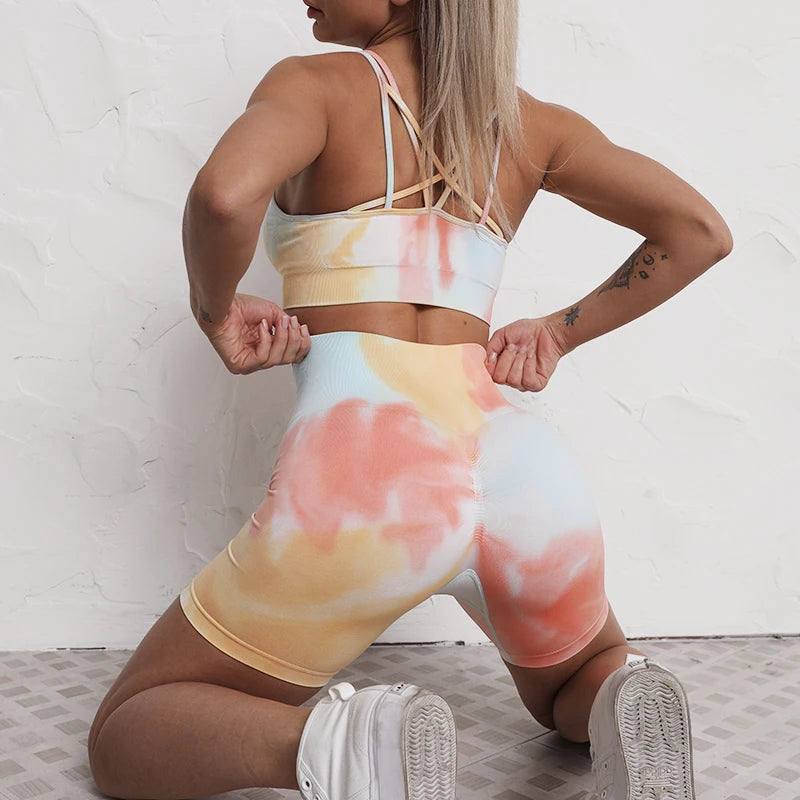 Long Sleeve Tie Dyeing Sportswear Yoga Set - Ngu activewear